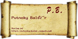 Putnoky Balár névjegykártya